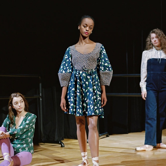 Rachel Antonoff Pat Tent Dress in Navy Ditsy Floral Patchwork - Picture 1 of 4